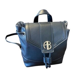 Black Alexis Bendel Saffiano Saddle Backpack With Drawstring Closure